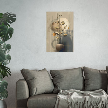 Geometric Botanical Golden Harmony Poster shown as medium 20x30 inch wall art with balanced geometry.