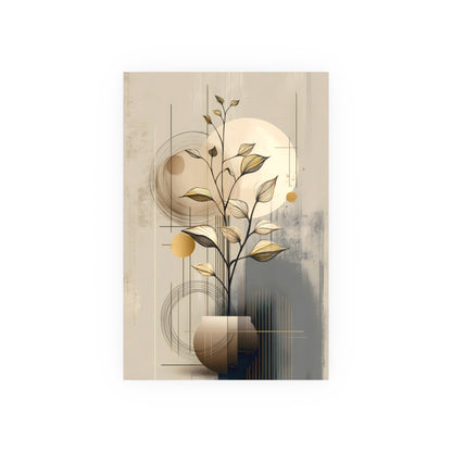 Geometric Botanical Golden Harmony Poster offering an on-trend floral design, produced on premium archival matte paper for long-lasting display.