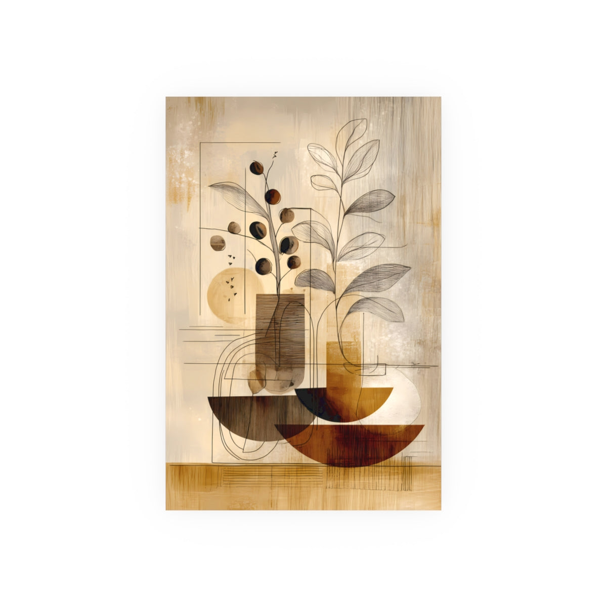 Golden Earth Tones Botanical Art Poster showcasing floral details and warm hues, produced on premium archival paper.