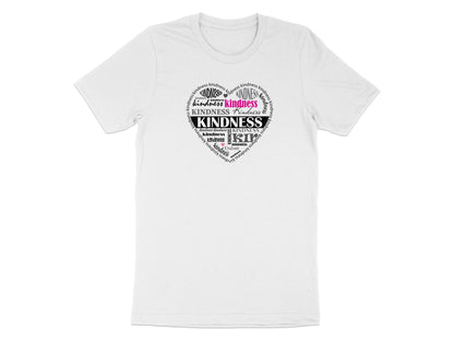 Kindness Heart T-Shirt in white – fresh cotton tee with a heart design, offering a clean and comfortable fit.