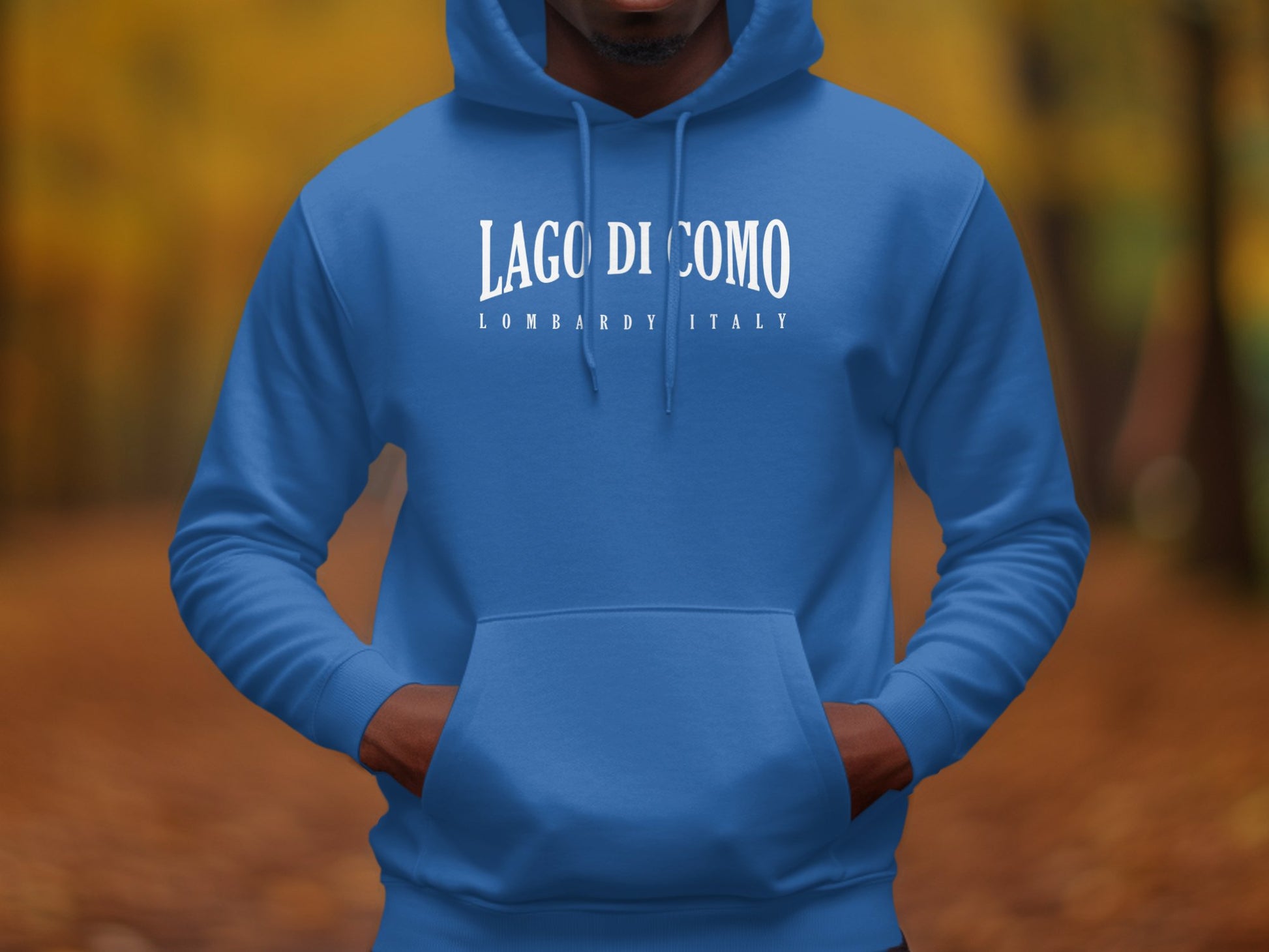 Royal Blue Lago di Como Hoodie with warm interior and classic fit for casual everyday comfort