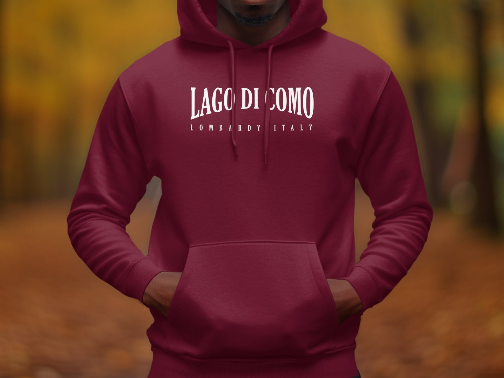 Maroon Lago di Como Hoodie in a warm midweight fabric with relaxed cut and durable stitching