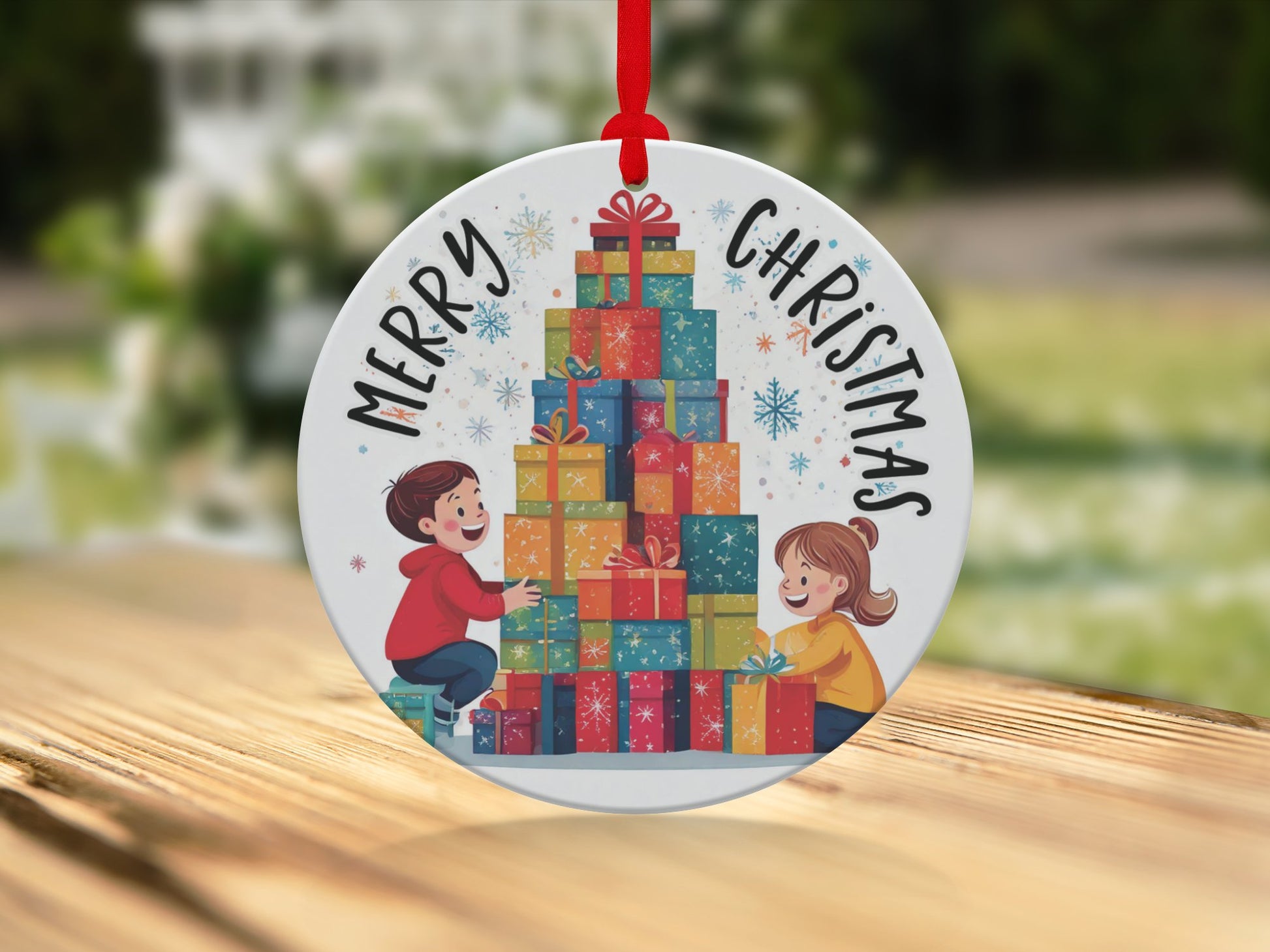 Merry Christmas Round Ornament Image 5