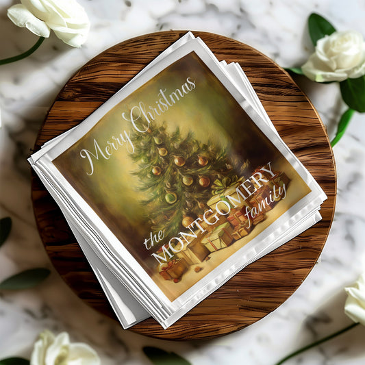 Merry Christmas Tree Custom Napkins