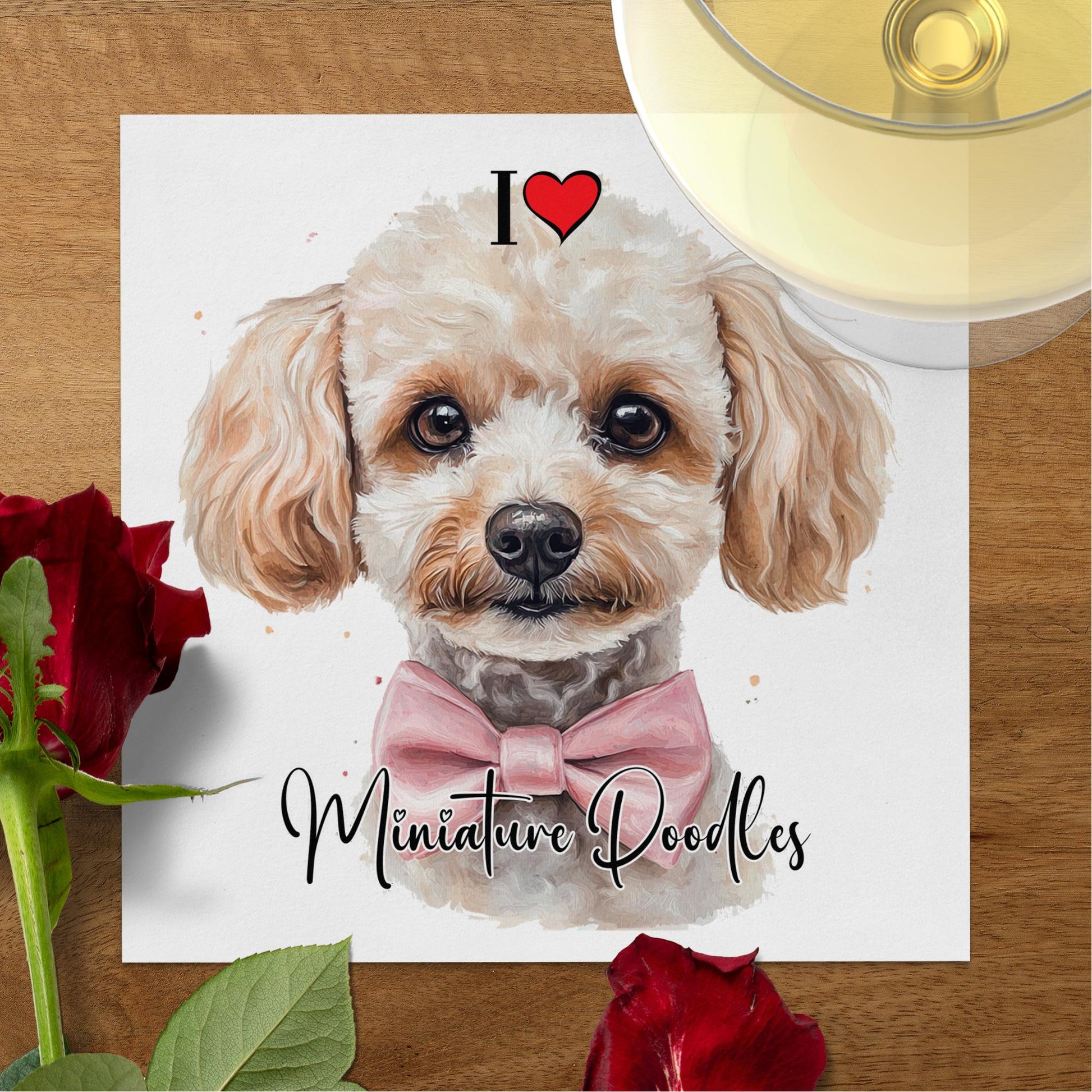 Serviettes featuring a miniature poodle design, great for pet parties and celebrations.