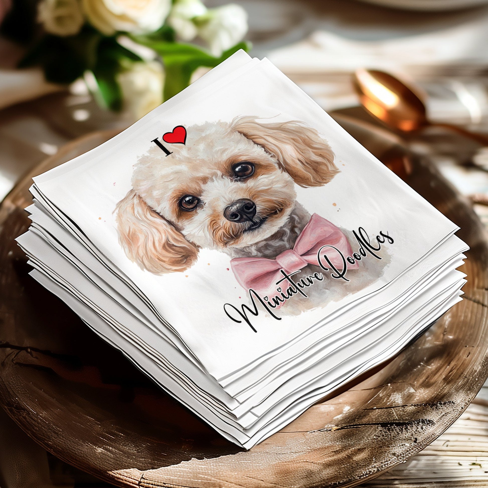 Miniature Poodle napkins for dog lovers, adding personality and flair to your party décor.
