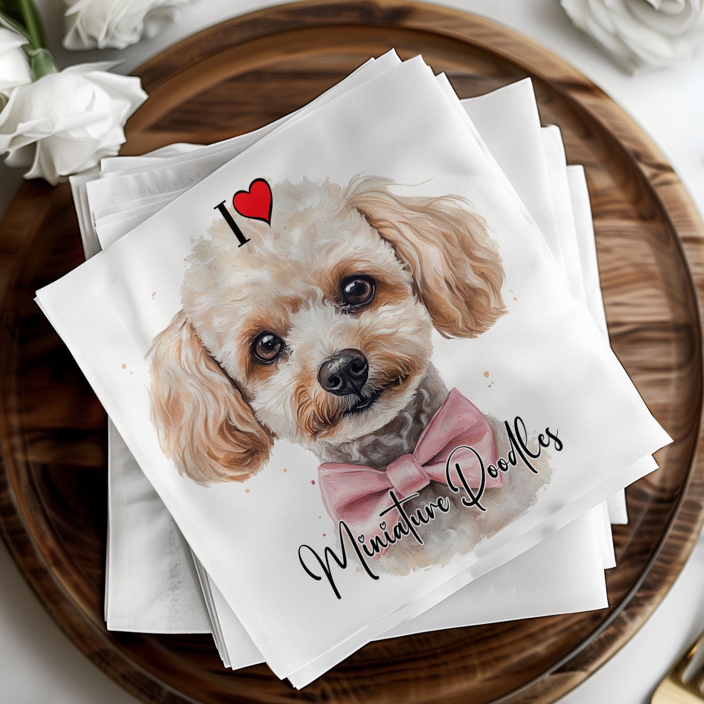 Charming miniature poodle napkins, a perfect addition to any dog-themed party or event.