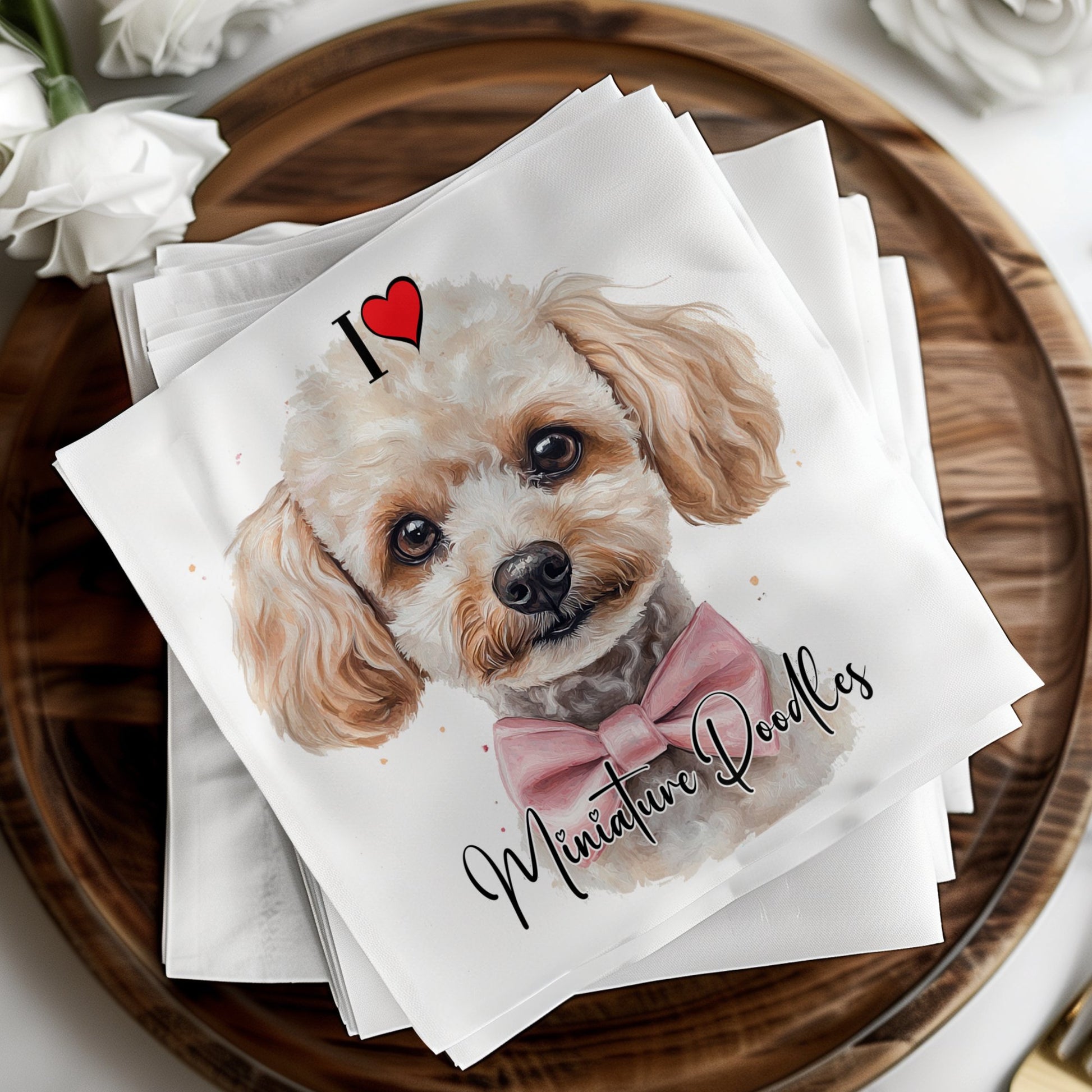 Charming miniature poodle napkins, a perfect addition to any dog-themed party or event.