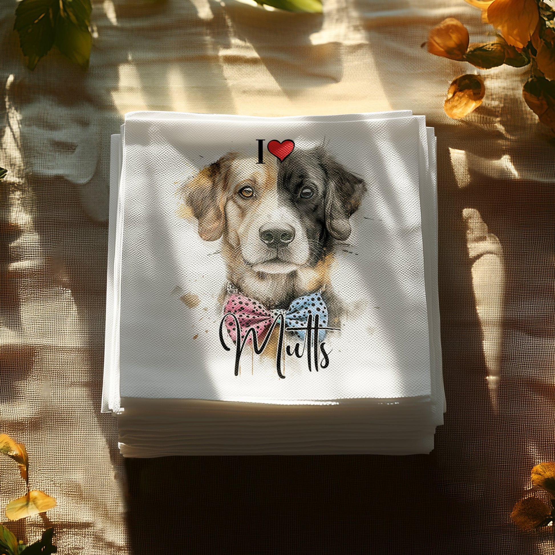 Fun and charming mutt napkins, perfect for a dog-themed birthday party or casual event.