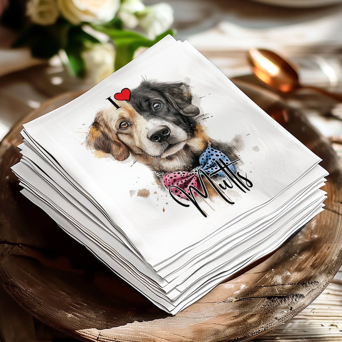 Dog lovers' must-have mutt napkins, ideal for bringing fun and personality to your event.