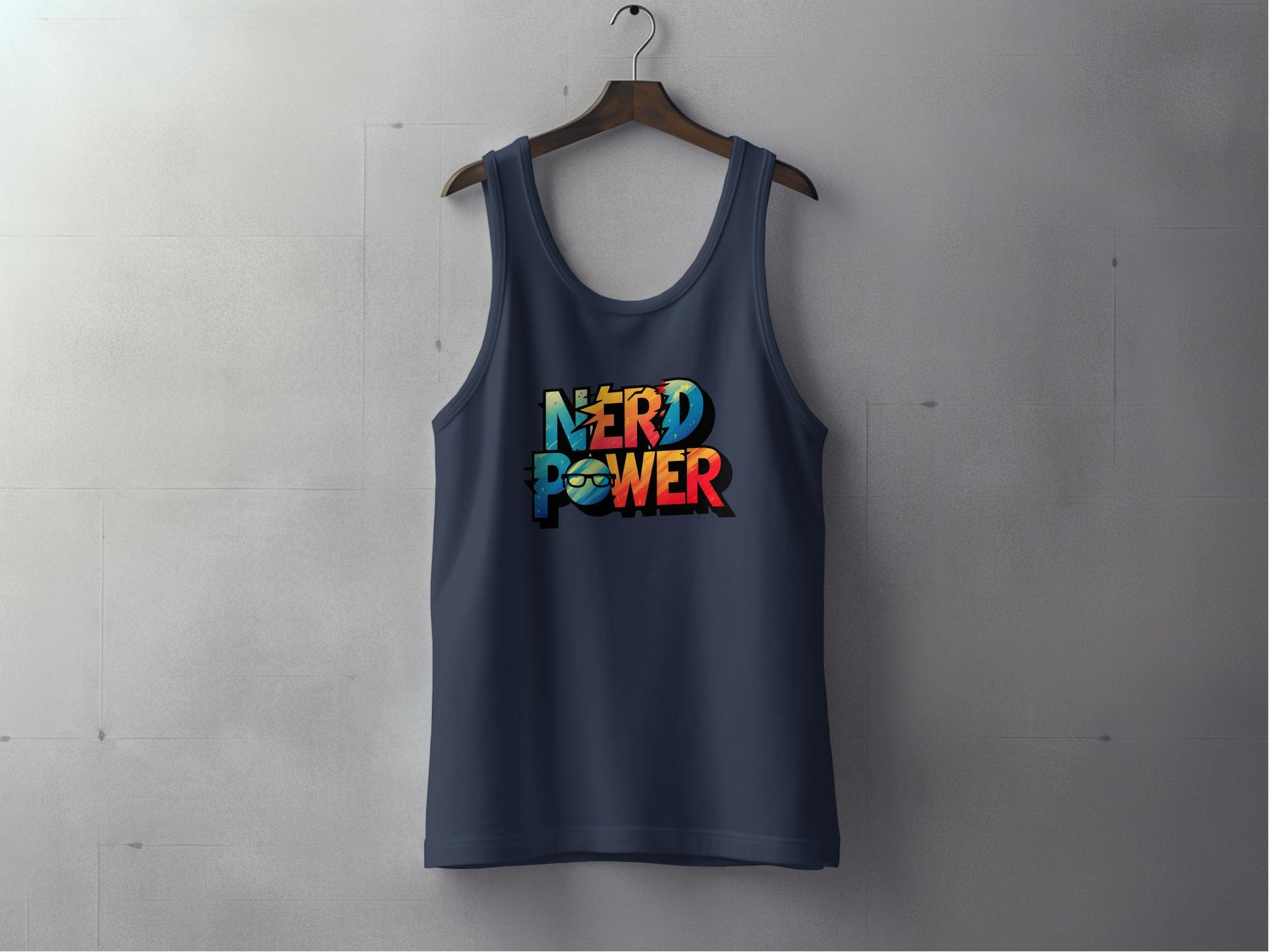 Navy Nerd Power Tank Top, cotton blend, sleeveless with scoop neckline and unisex sizing for smart summer layering.