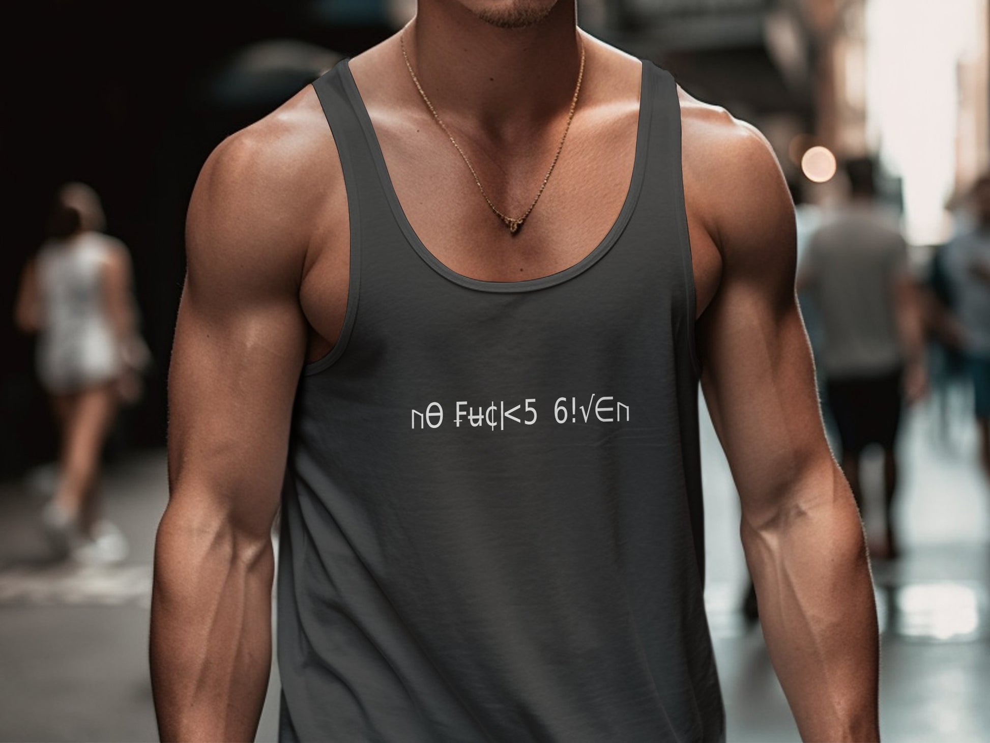 No Fcks Given Tank Top in black, cotton unisex cut with trendy sleeveless design and relaxed scoop neckline.