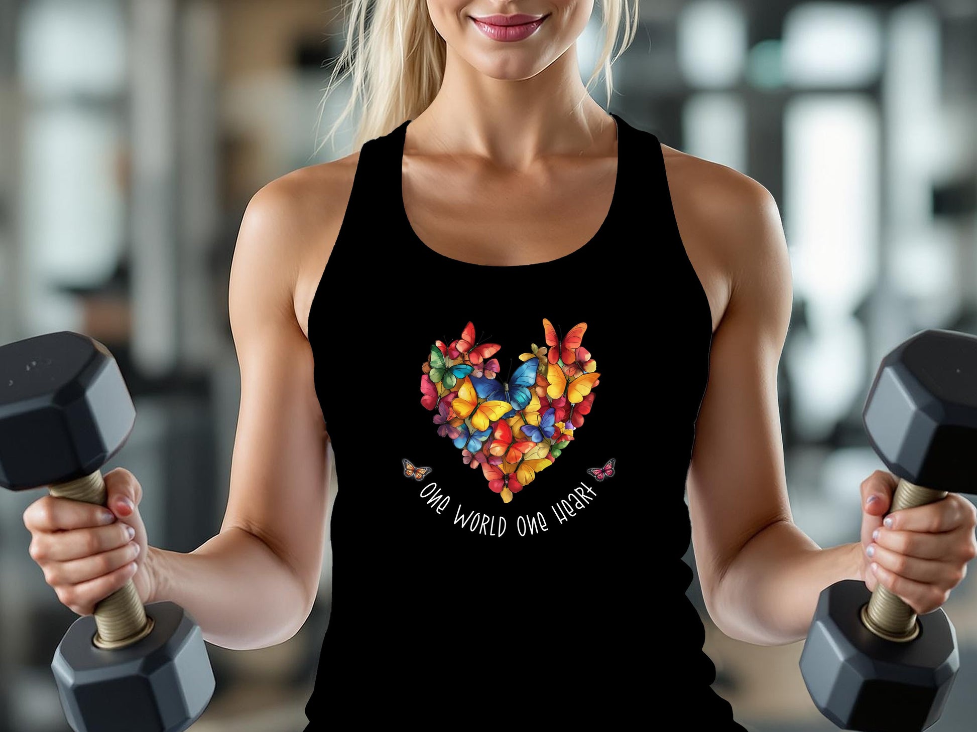 One World One Heart Tank Top Black