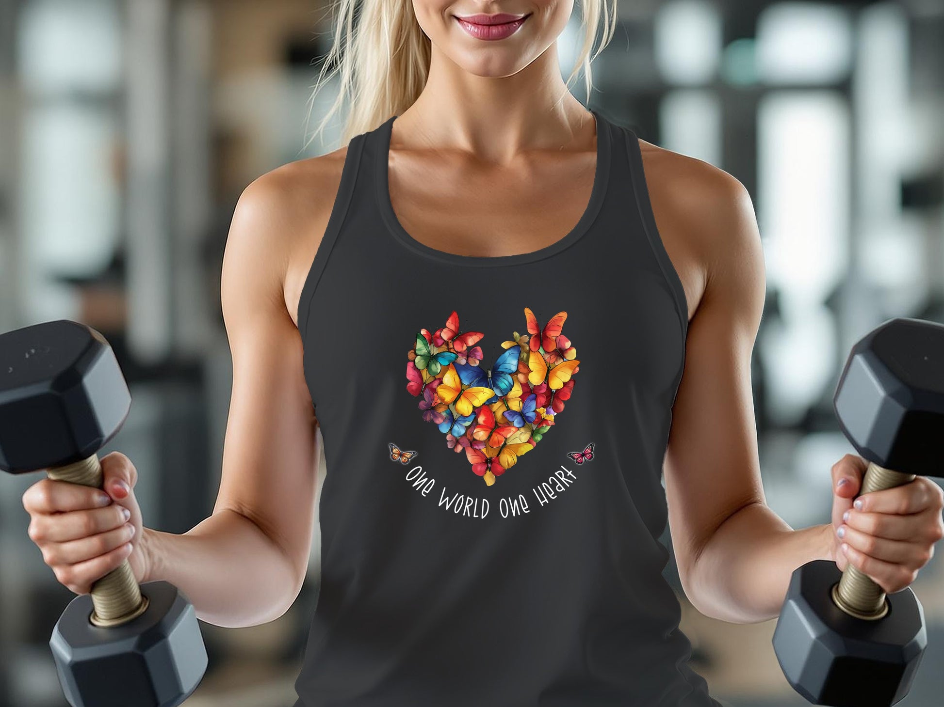 One World One Heart Tank Top Charcoal