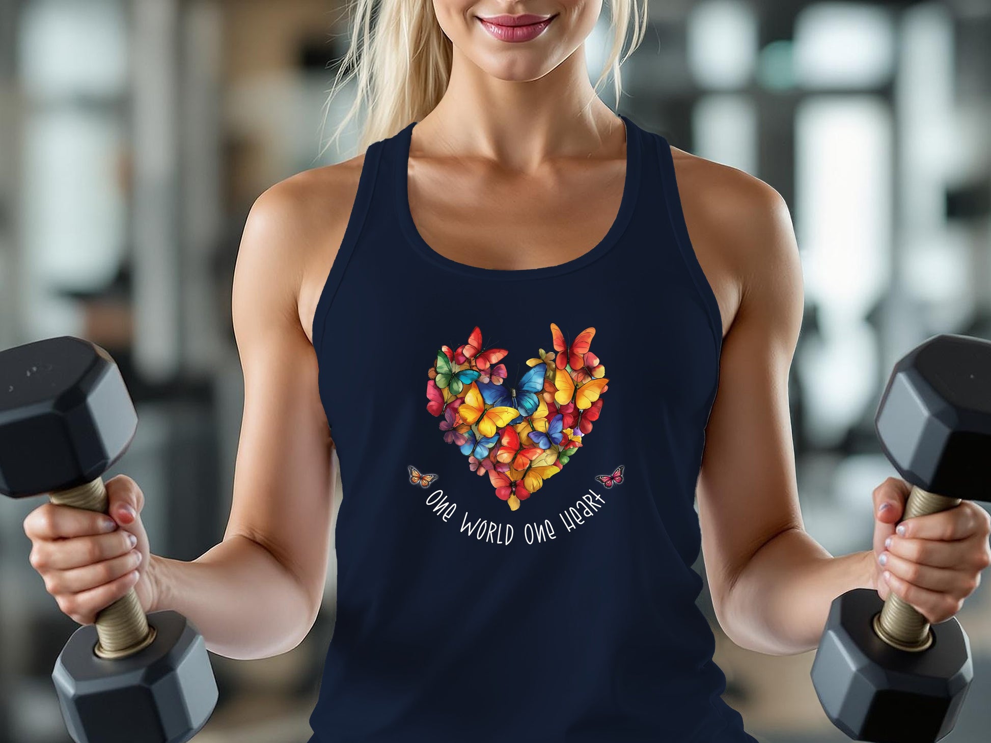 One World One Heart Tank Top Navy