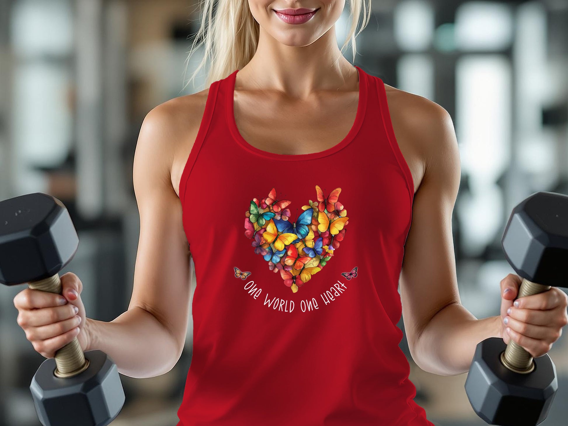 One World One Heart Tank Top Red