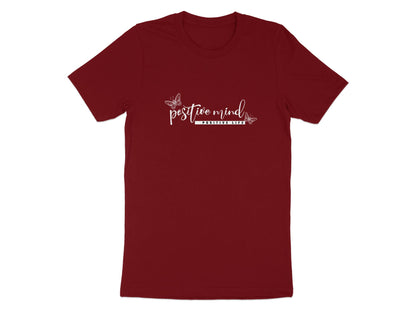 Cardinal red Positive Mind Positive Life T-shirt in soft cotton, casual short sleeve style
