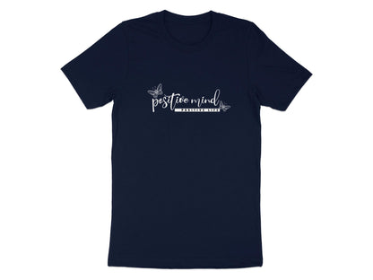 Navy Positive Mind Positive Life tee in breathable cotton, classic fit with short sleeves