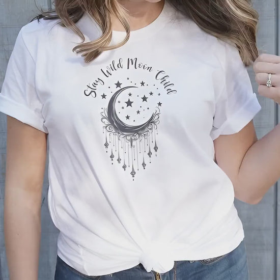 Video of Stay WIld Moon Child Celestial Boho Tee.