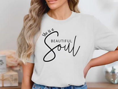 Video of Beautiful Soul crew neck t-shirt with cotton fabric and short sleeves.