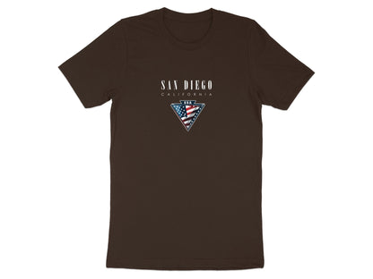 Brown San Diego short sleeve tee in soft cotton with a flattering unisex fit and everyday comfort