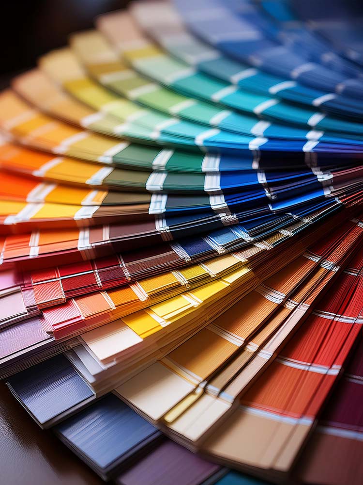 Colour swatches displaying a wide range of shades to help customers select product colour options.
