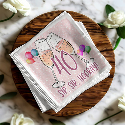 Sip Sip Hooray custom birthday napkins, perfect for celebrating a fun-filled party.