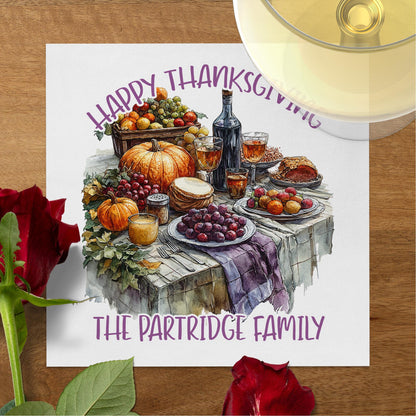 Add a personal touch to your Thanksgiving table with customizable napkins, ideal for drinks, appetizers, and meals.
