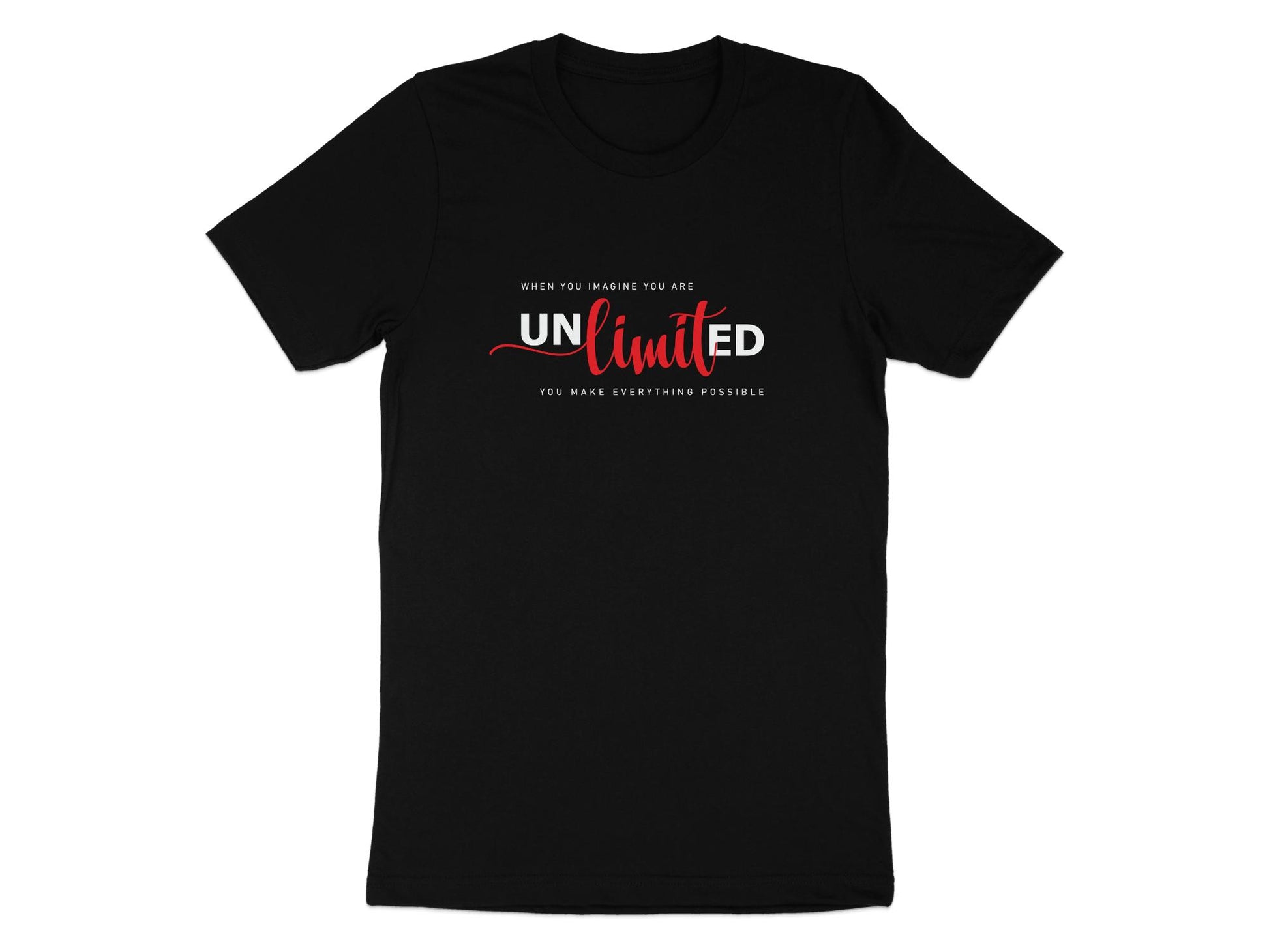 Unlimited Possibilities T-shirt in black – soft cotton, comfortable fit, perfect for casual everyday wear