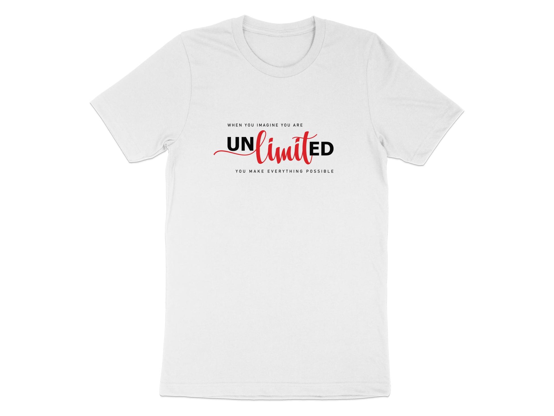 Unlimited Possibilities T-shirt in white – classic cotton tee, perfect for pairing with any outfit, easy to style.