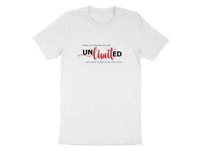Unlimited Possibilities T-shirt in white – classic cotton tee, perfect for pairing with any outfit, easy to style.