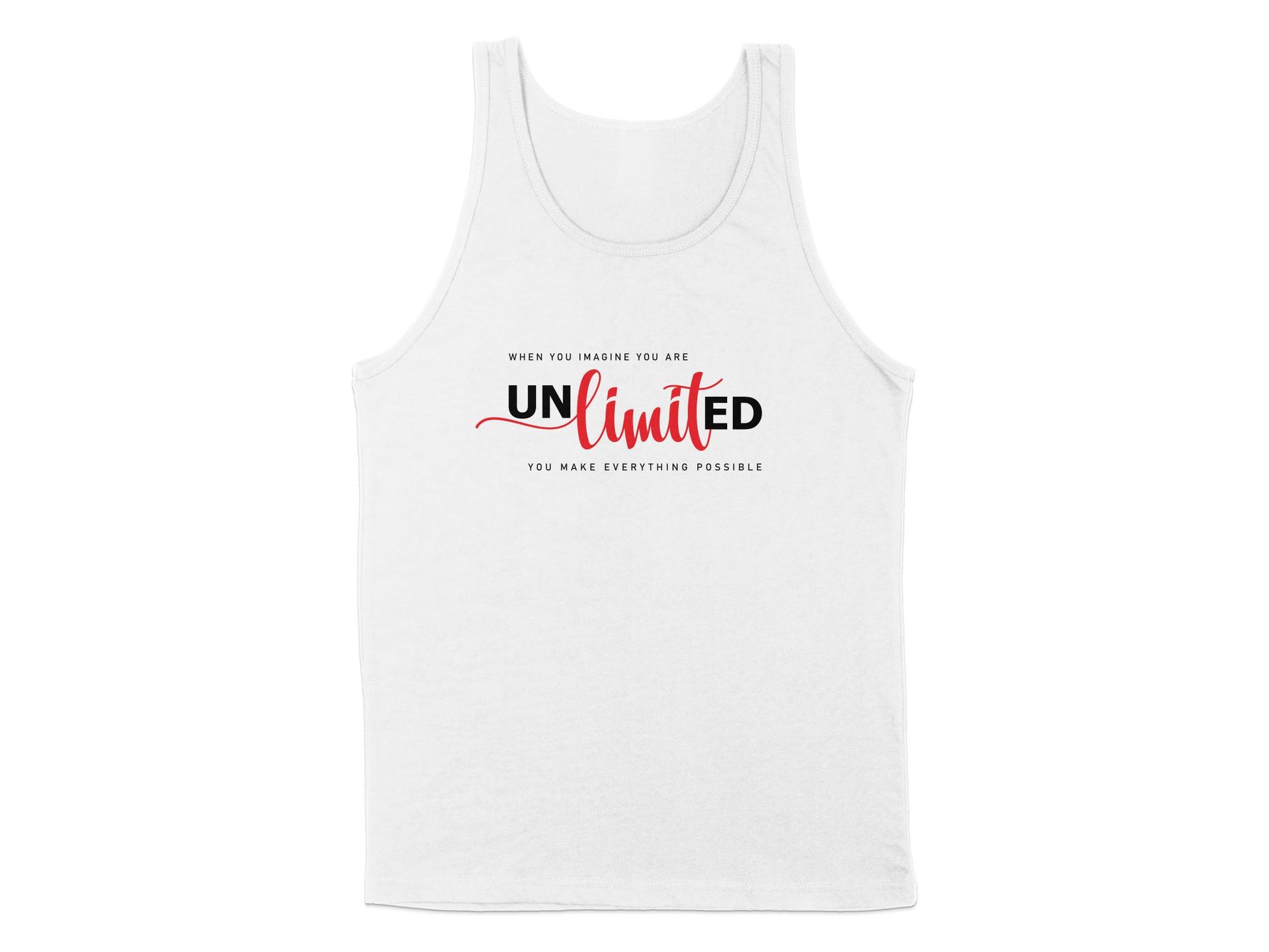 White Unlimited Tank Top with a classic sleeveless design and scoop neck, offering a fresh, minimalist style.