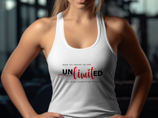 The Unlimited Tank Top, sleeveless with a scoop neck, designed for comfort and style in a range of versatile colours.