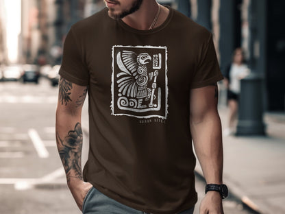 Urban Aztec T-Shirt Edition 1 in brown, featuring a cool Aztec design, perfect for those who love bold, modern graphic shirts.
