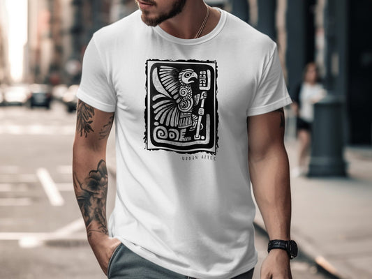 Urban Aztec T-Shirt Edition 1 in white featuring an intricate Aztec print, crafted with soft cotton for a comfortable fit.