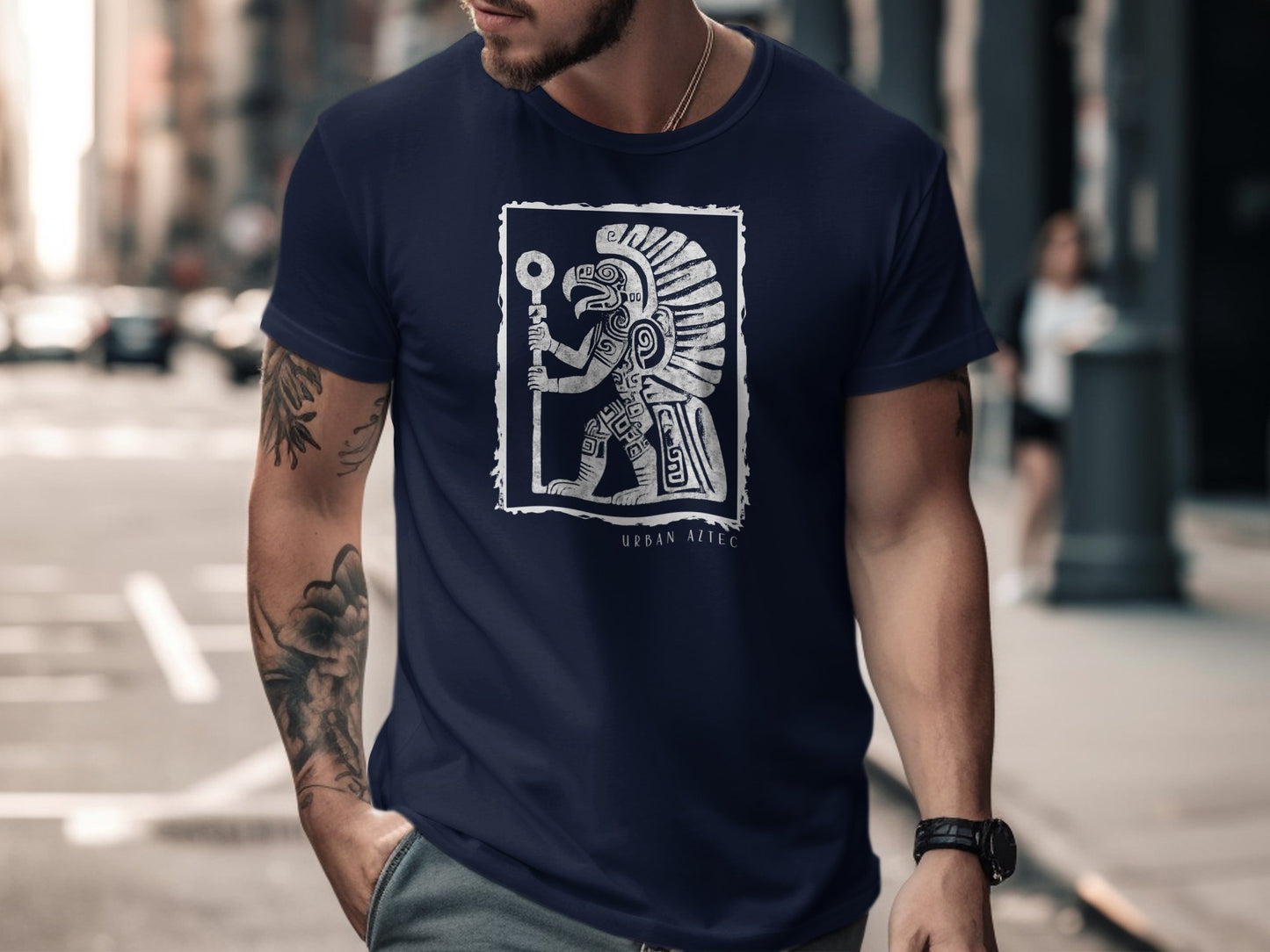 Urban Aztec T-Shirt Edition 3 in navy, designed with a striking Aztec print that adds a bold flair to your everyday wardrobe.