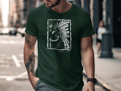 Urban Aztec Tee Edition 2 in forest green, featuring a dynamic design, offering both everyday comfort and a unique style.
