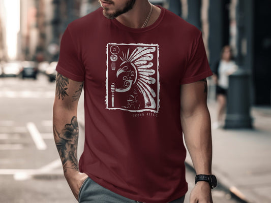 Urban Aztec Tee Edition 2 in maroon, with a striking Aztec print that adds personality to your casual wardrobe.