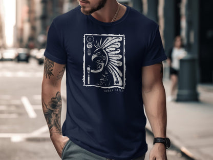 Urban Aztec Tee Edition 2 in navy showcasing a modern Aztec motif, made from high-quality cotton for all-day wear.