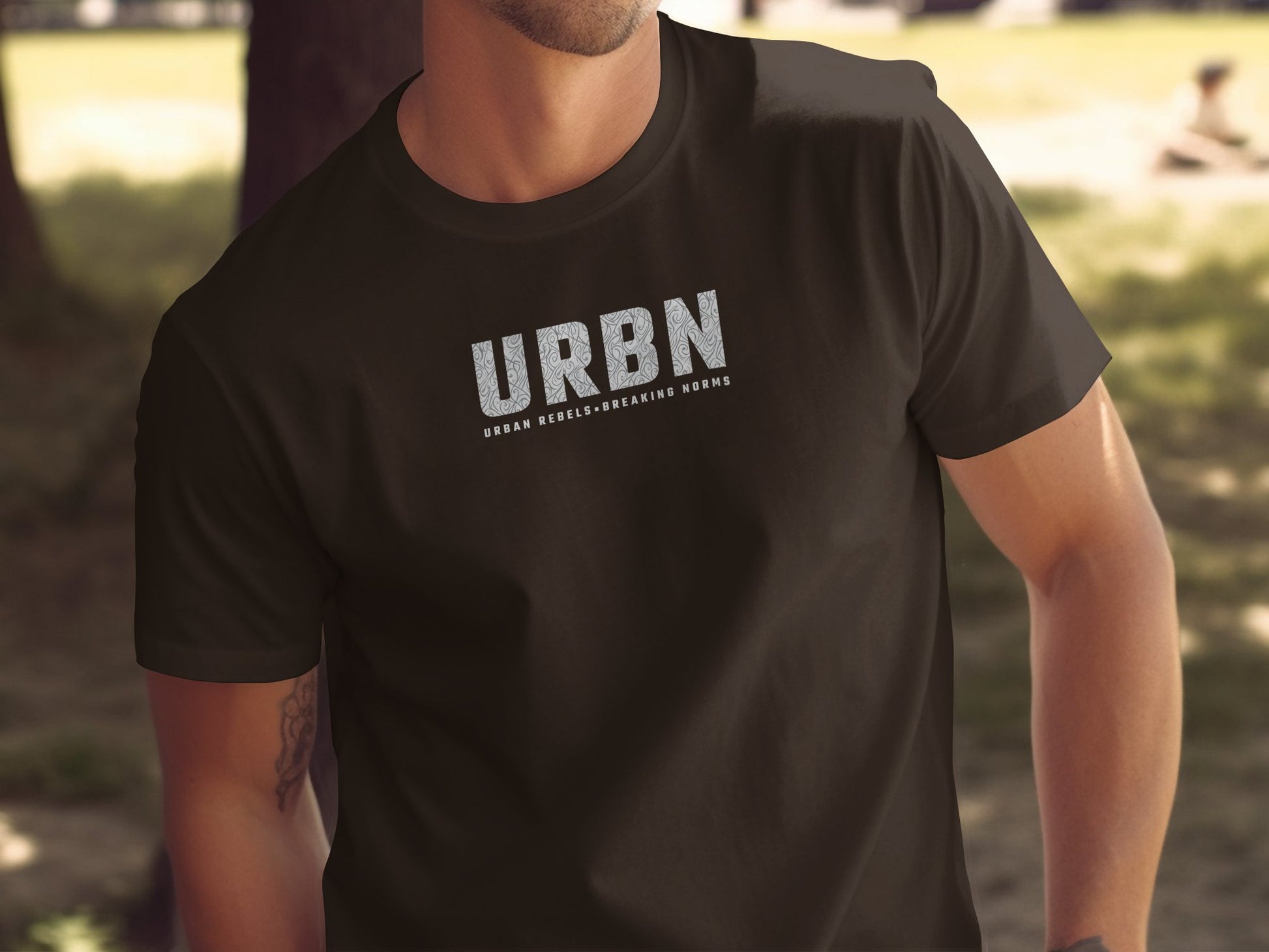 URBN T-shirt in brown, designed with an 'Urban Rebels Breaking Norms' graphic, capturing the essence of individuality