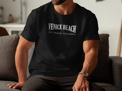 Venice Beach T-shirt in black, showcasing a beach-inspired design that brings the relaxed vibe of Venice Beach to life.