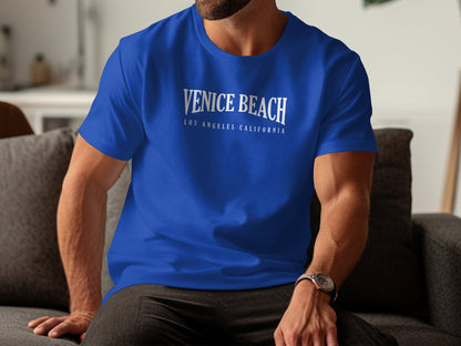 Venice Beach T-shirt in royal blue, featuring a laid-back, beachy graphic inspired by the iconic California coast.