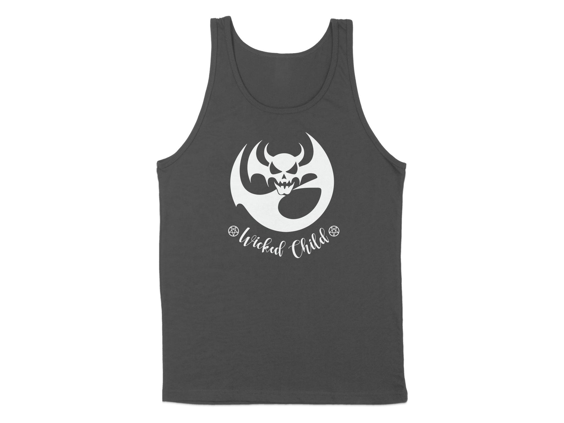 Charcoal Wicked Child Tank Top with a modern, sleeveless design and scoop neck for all-day comfort and style.