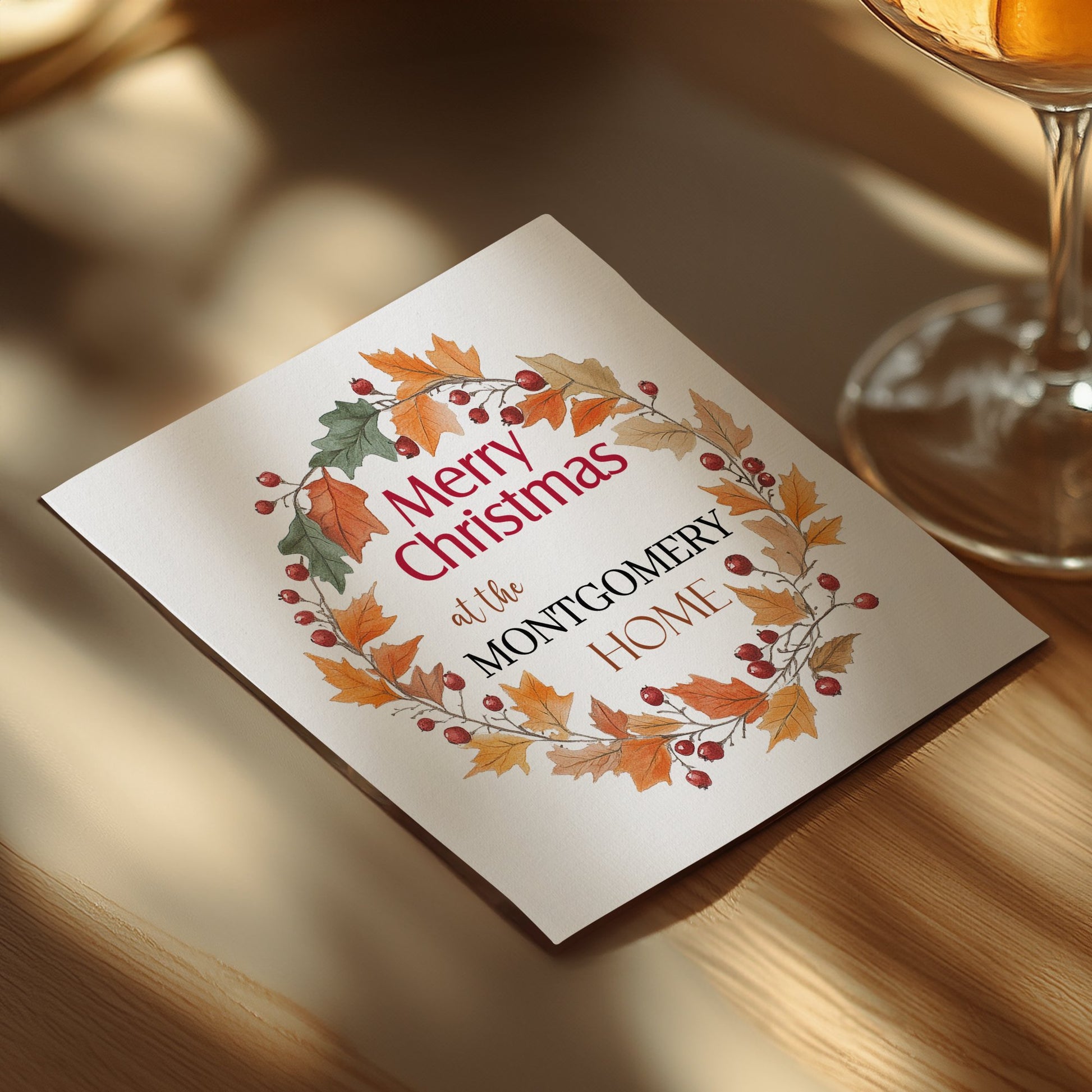 Wreath Merry Christmas Custom Napkins Image 3