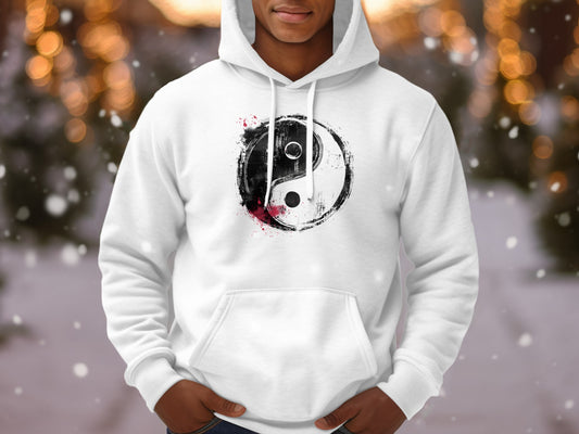 Spiritual Yin Yang casual hoodie with bold zen-inspired design, cozy unisex fit, and relaxed streetwear style.