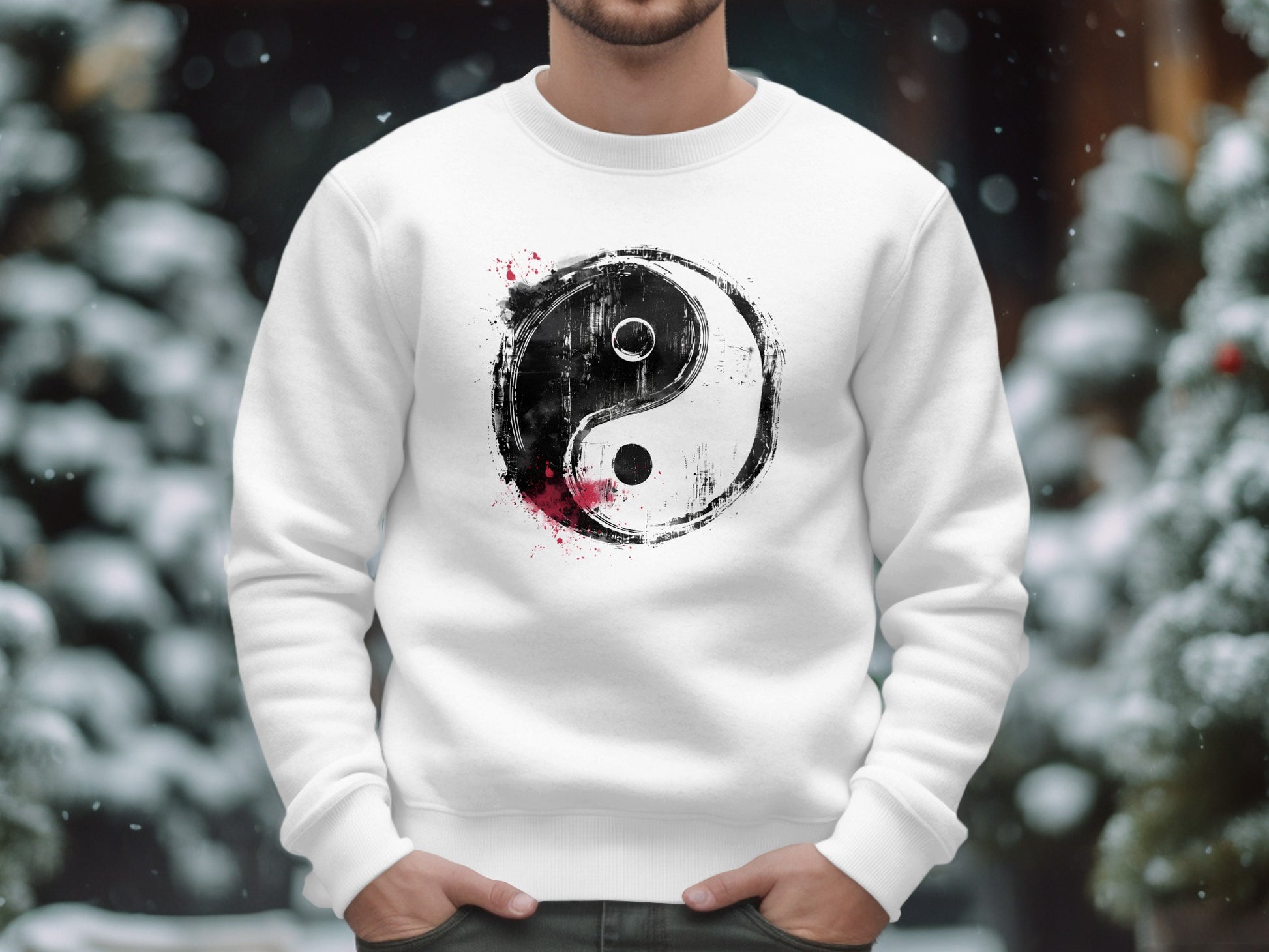 Relaxed-fit Yin Yang sweatshirt featuring a spiritual black and white symbol, ideal for everyday mindful streetwear.