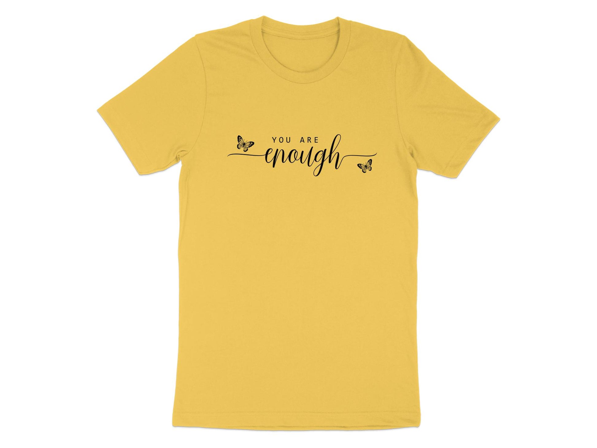 You Are Enough T-Shirt in yellow – soft cotton, relaxed fit, short sleeves, and crew neck for casual days.