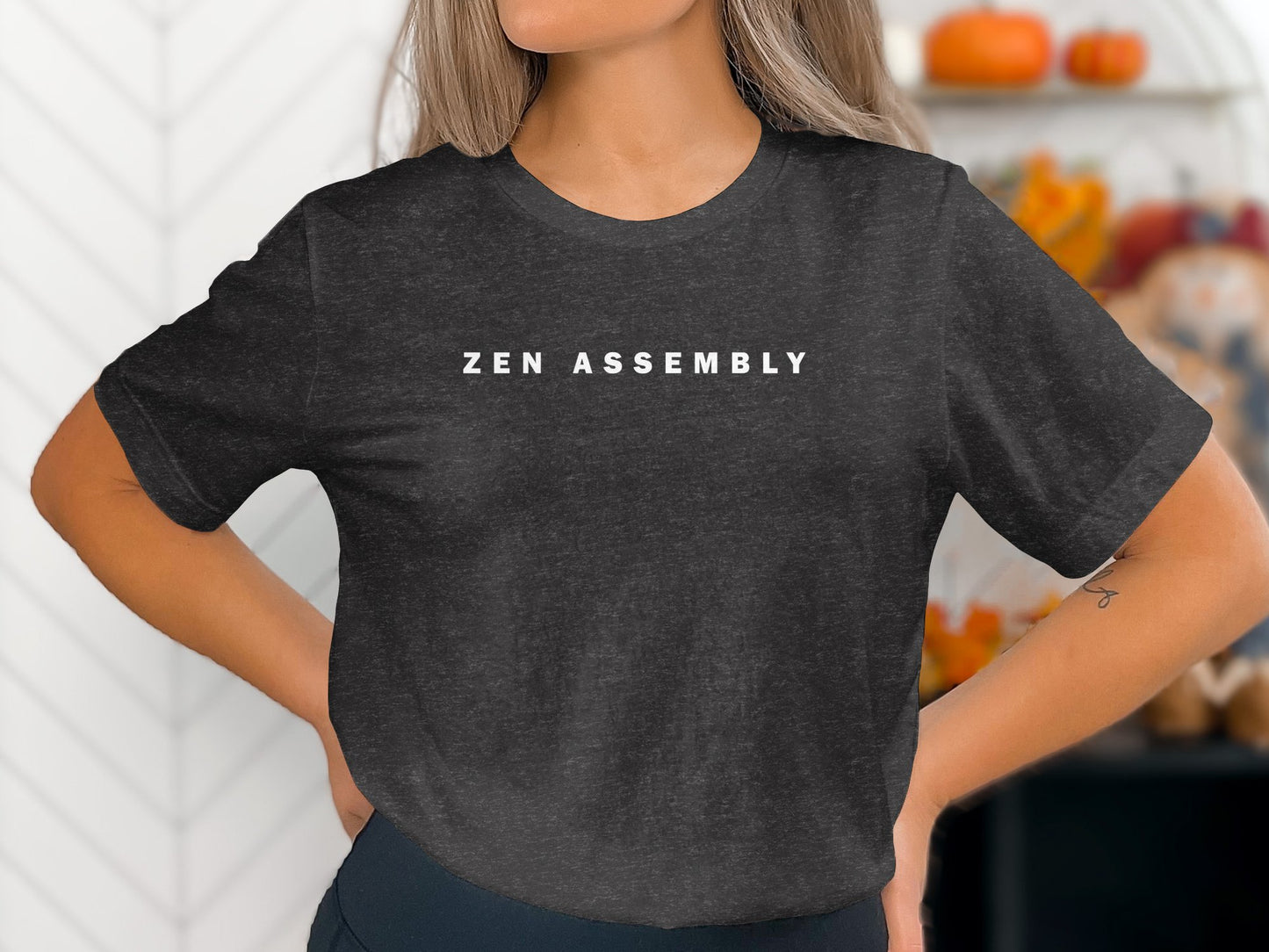 Zen Assembly T-Shirt in charcoal heather – a cozy, soft cotton tee with a timeless fit, ideal for casual wear.