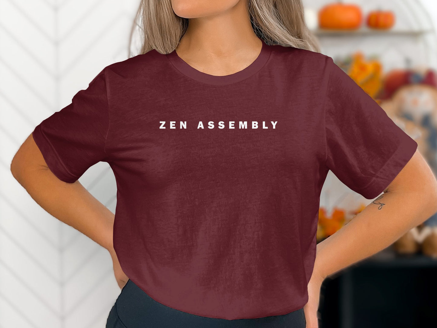 Zen Assembly T-Shirt in maroon – classic crew neck and pre-shrunk fabric for a lasting fit and style.