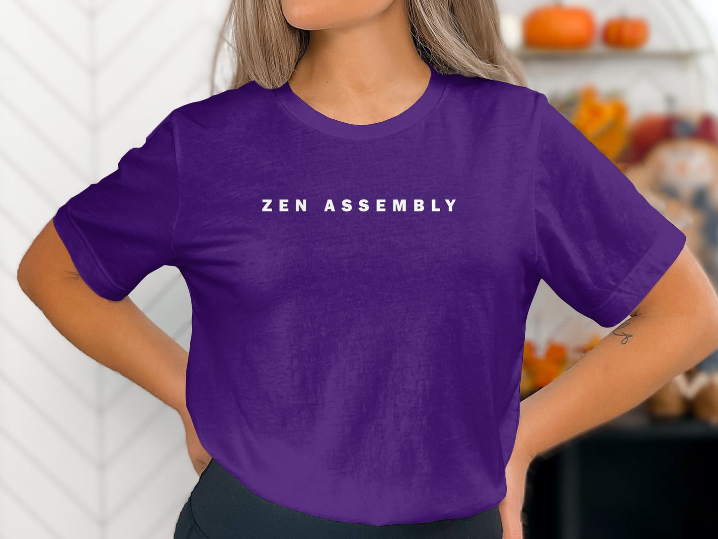 Zen Assembly T-Shirt in purple – versatile and stylish, made with soft cotton for ultimate comfort.